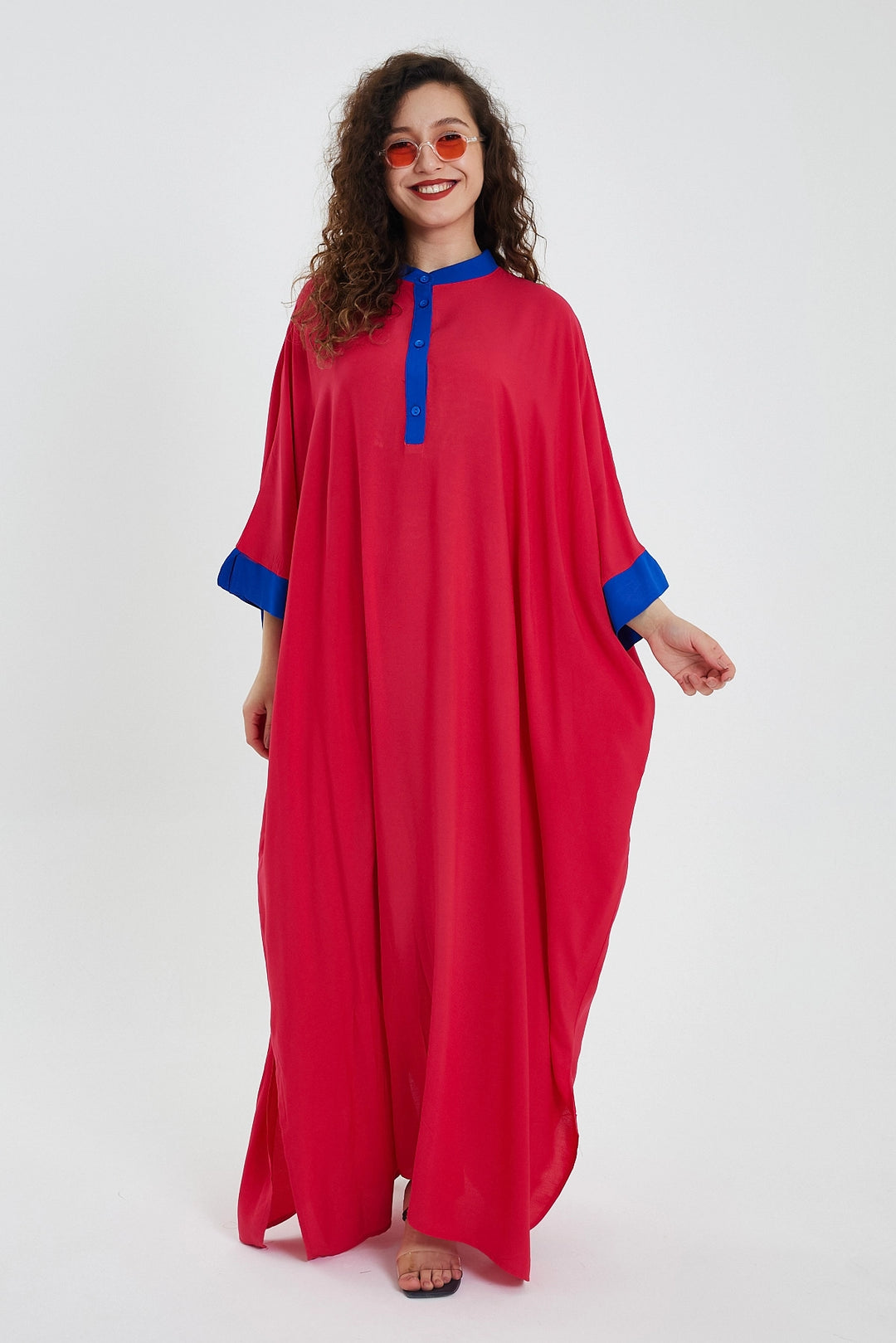 Maxi Boy Red Color Block Long Loose Woven Dress BCVL-24949 - Culiacán