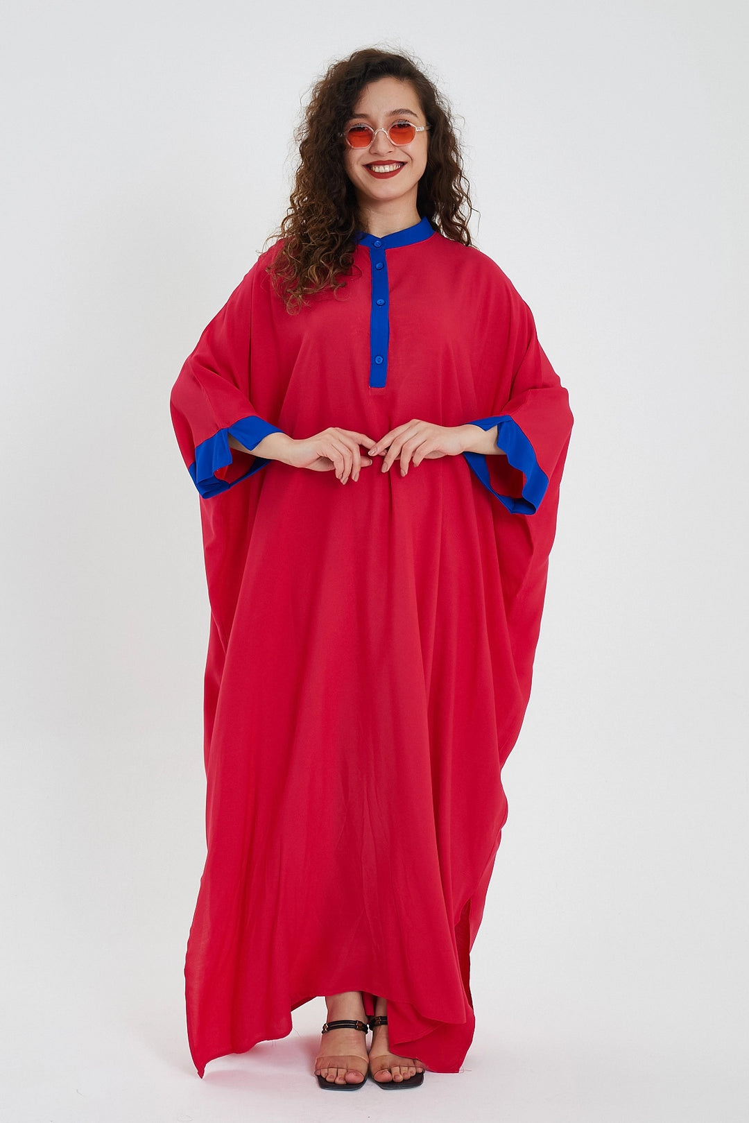 Maxi Boy Red Color Block Long Loose Woven Dress BCVL-24949 - Culiacán
