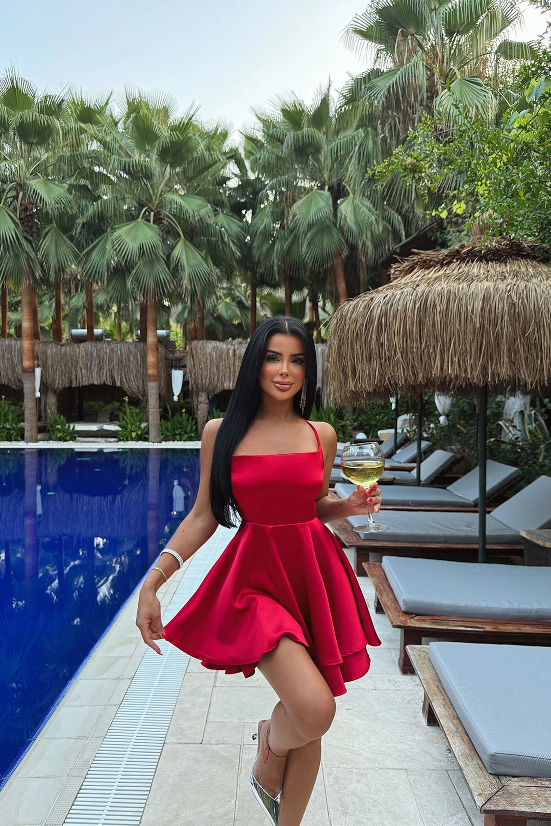 EYY Women RED ANABEL SATIN DRESS - Baden-Baden