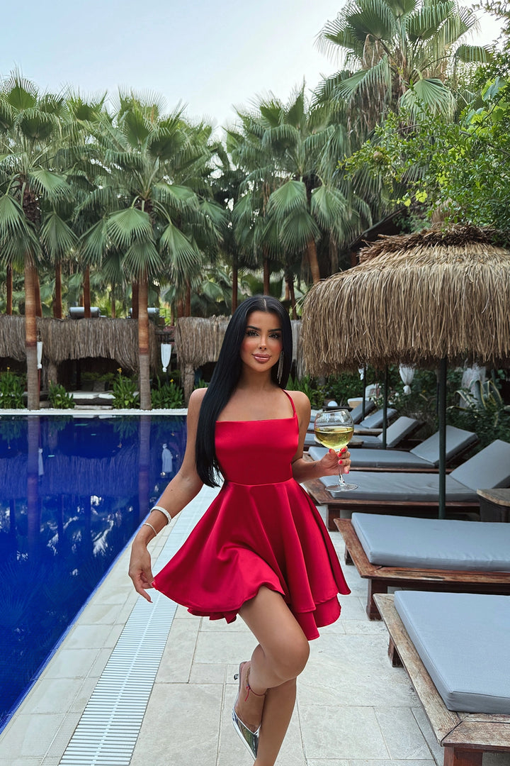 EYY Women RED ANABEL SATIN DRESS - Baden-Baden