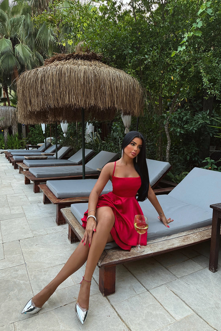 EYY Women RED ANABEL SATIN DRESS - Baden-Baden