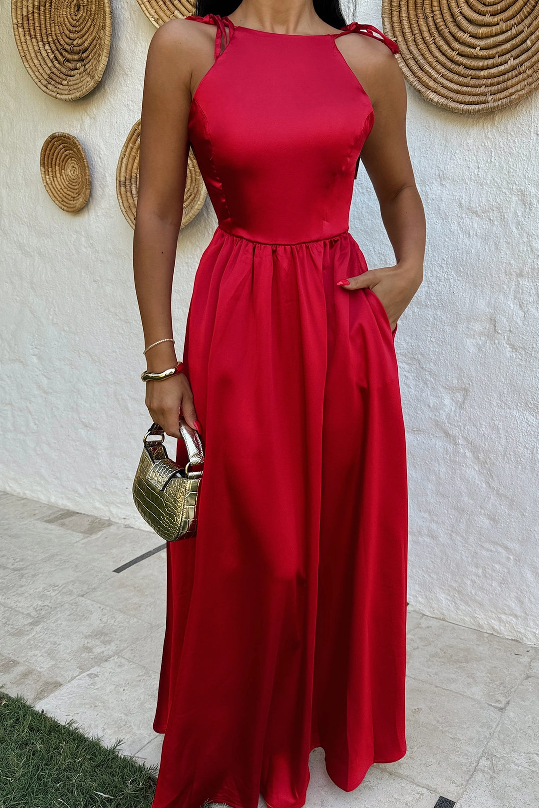 EYY Women RED ANAIS BACKLESS DRESS - Mons