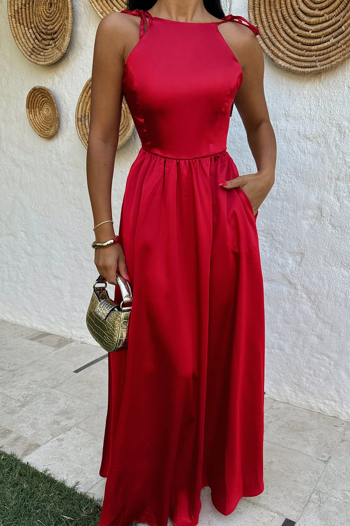 EYY Women RED ANAIS BACKLESS DRESS - Mons