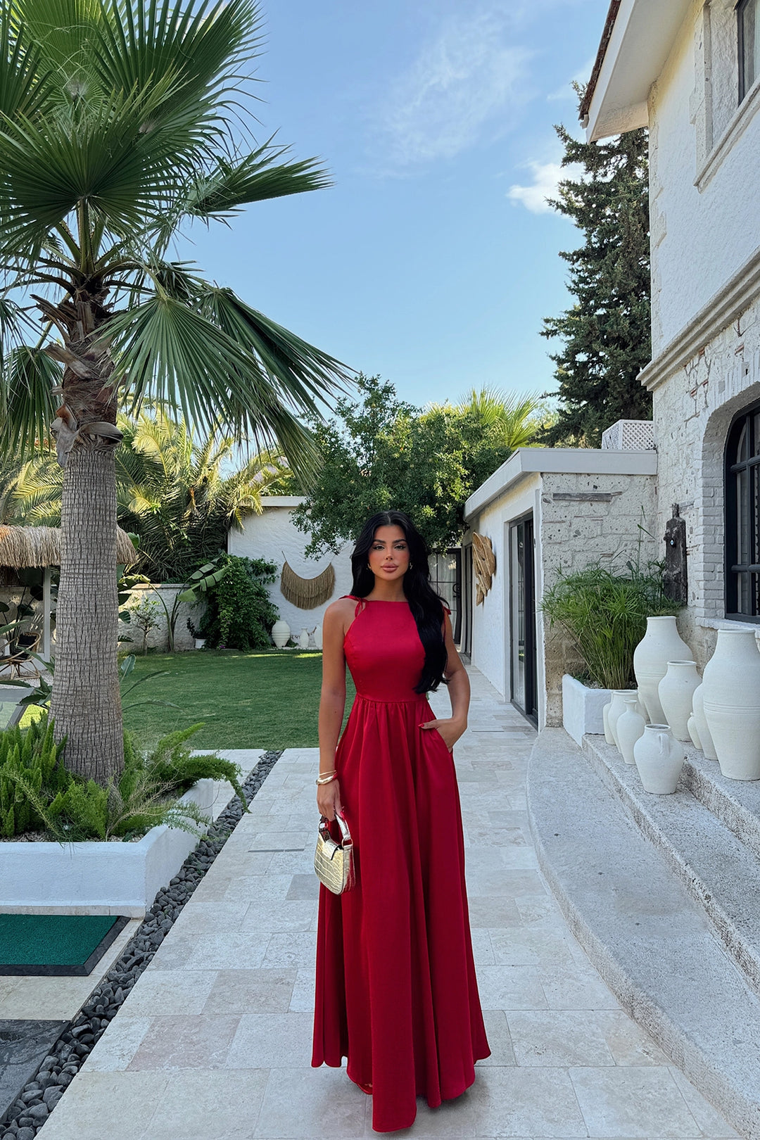 EYY Women RED ANAIS BACKLESS DRESS - Mons