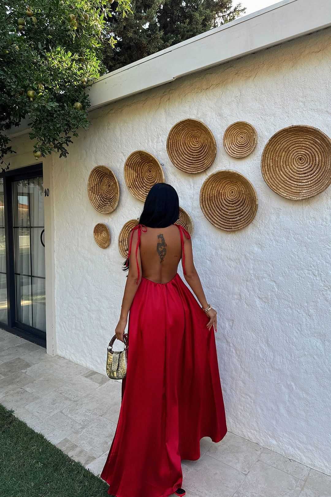 EYY Women RED ANAIS BACKLESS DRESS - Mons