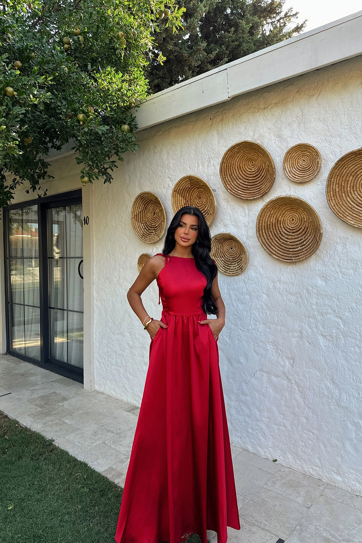EYY Women RED ANAIS BACKLESS DRESS - Mons