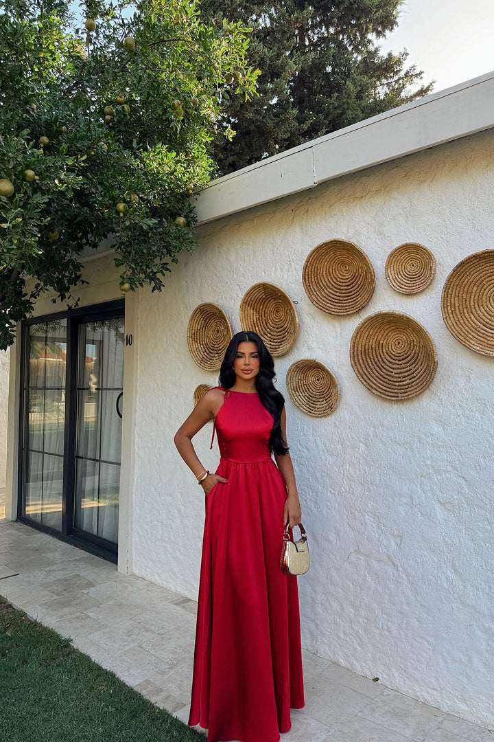 EYY Women RED ANAIS BACKLESS DRESS - Mons