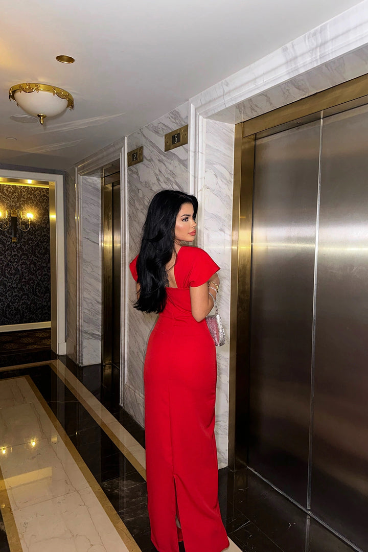 EYY Women Red Stone Detail Midi Dress - Brick