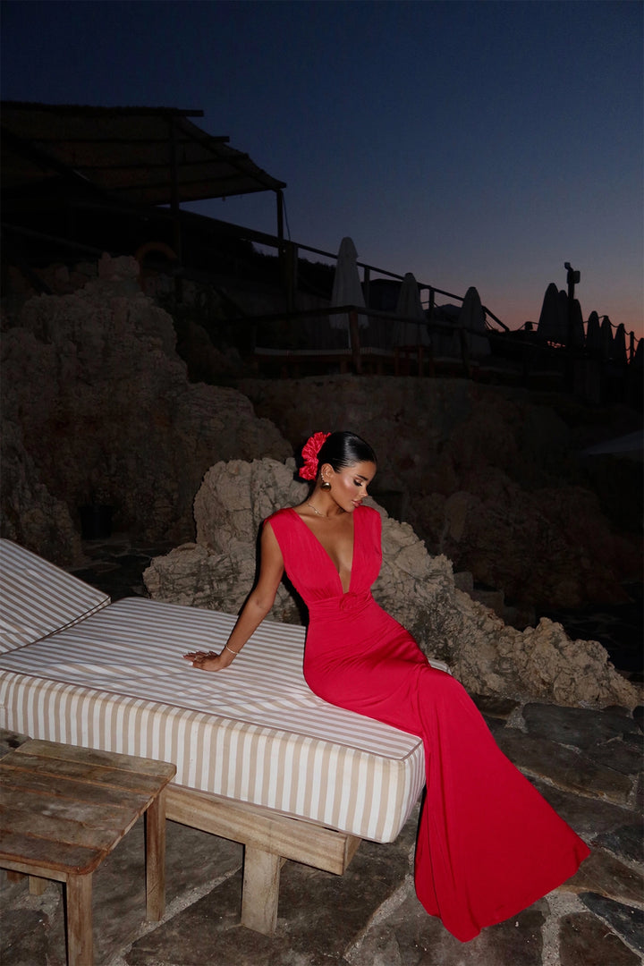 EYY Women Red Isolated Rose Detailed Dress - Montréal