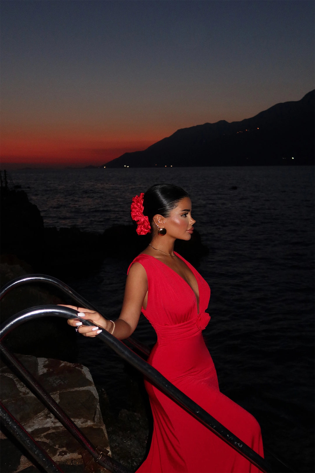 EYY Women Red Isolated Rose Detailed Dress - Montréal