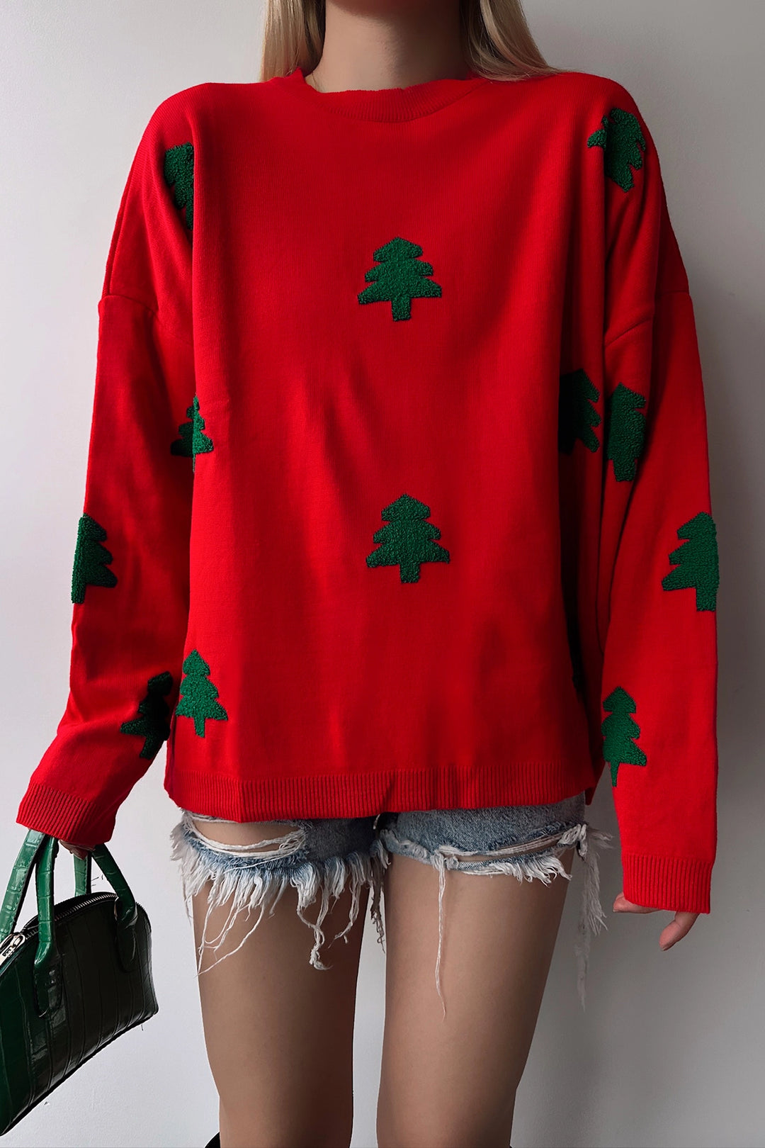 Red Christmas Themed Oversized Sweater BC231051 - Fajardo