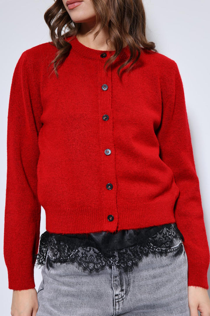 ANT Antioch Red Soft Textured Cardigan - Holly Springs