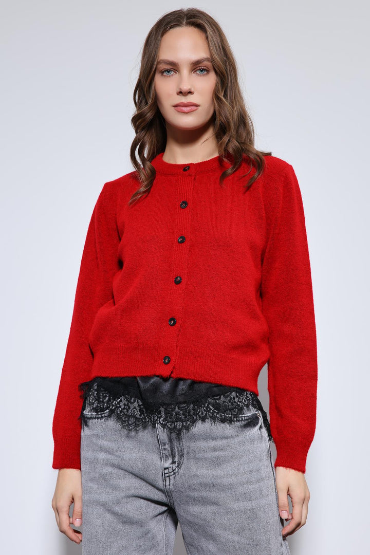 ANT Antioch Red Soft Textured Cardigan - Holly Springs