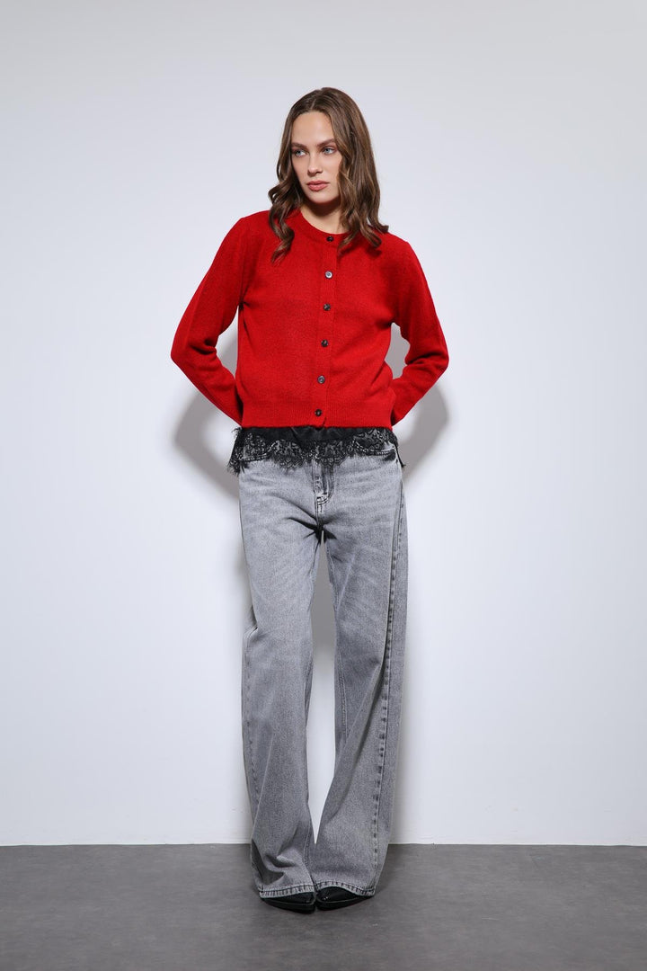ANT Antioch Red Soft Textured Cardigan - Holly Springs