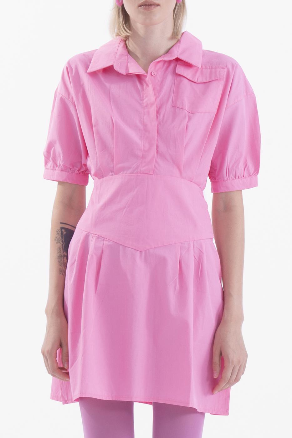 BSL Women Short sleeve shirt collar mini dress - Lárisa