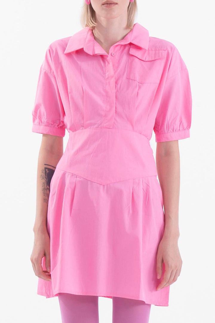 BSL Women Short sleeve shirt collar mini dress - Lárisa