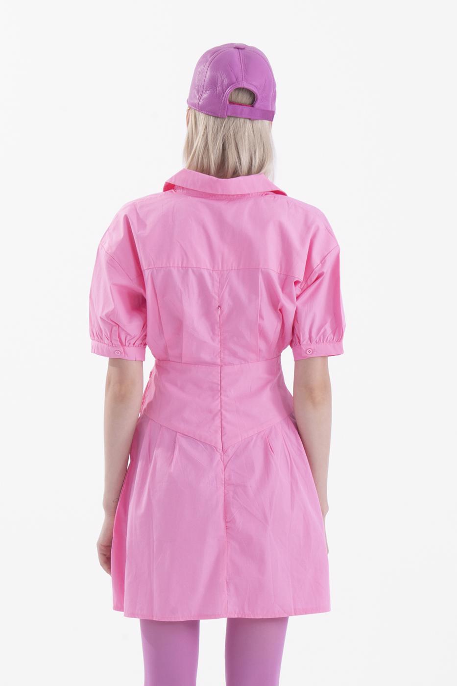 BSL Women Short sleeve shirt collar mini dress - Lárisa