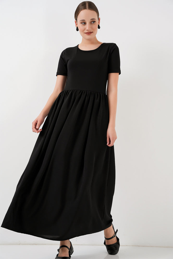 BGD Women Short Sleeve Long Dress 2551 - Black - Wattrelos