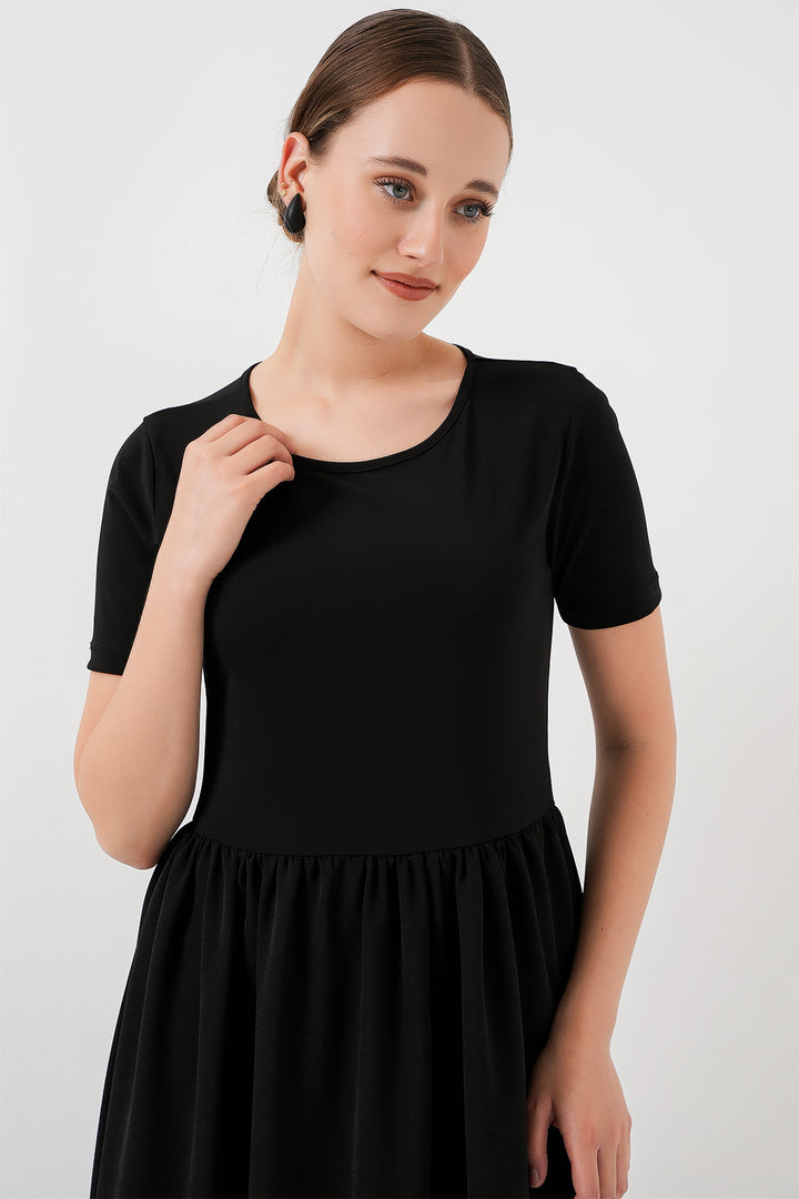 BGD Women Short Sleeve Long Dress 2551 - Black - Wattrelos
