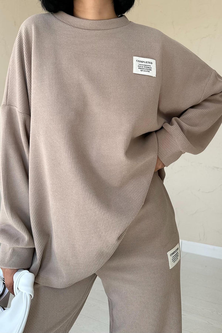 ELS Classic Sweater and Pants Set with Cuffs - Mink - Marlboro