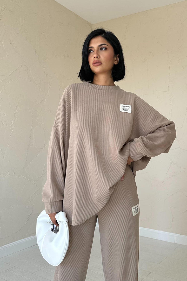 ELS Classic Sweater and Pants Set with Cuffs - Mink - Marlboro