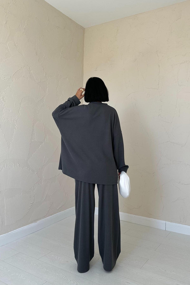 طقم سترة وسروال كلاسيكي من ELS بأصفاد - رمادي دخاني - Casa Grande