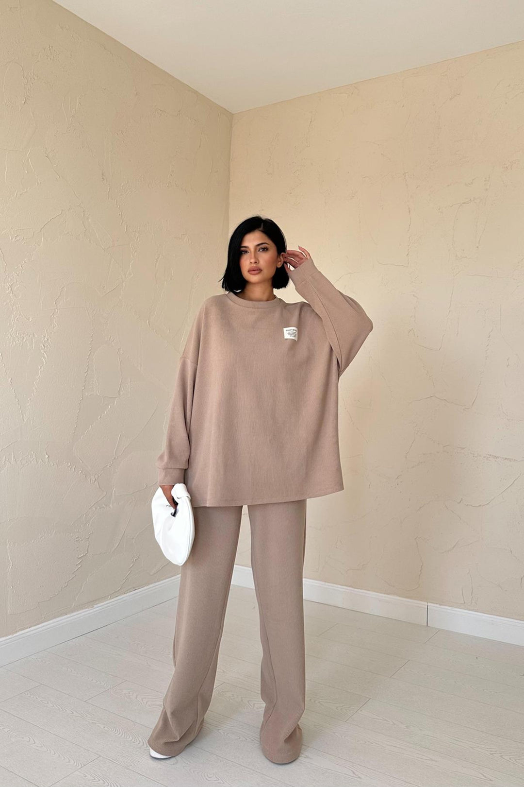 ELS Classic Sweater and Pants Set with Cuffs - Mink - Marlboro