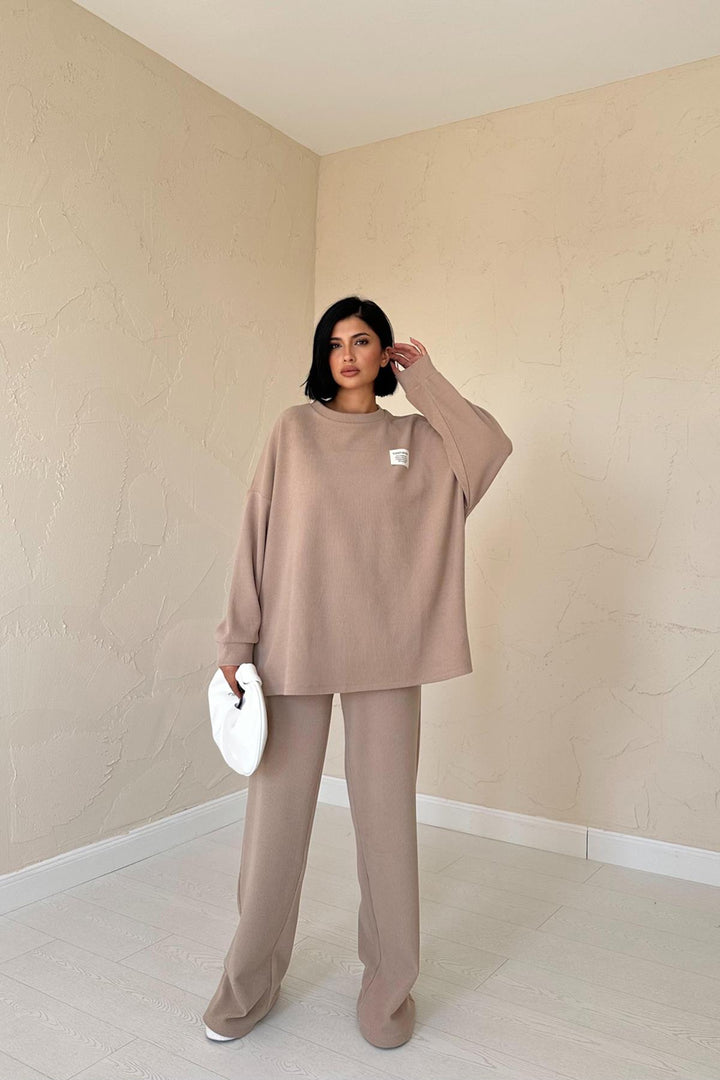 ELS Classic Sweater and Pants Set with Cuffs - Mink - Marlboro