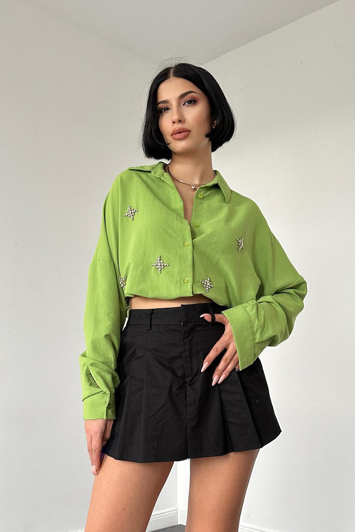 ELS Classic Pattern Embroidered Shirt - Green - Fuquay-Varina
