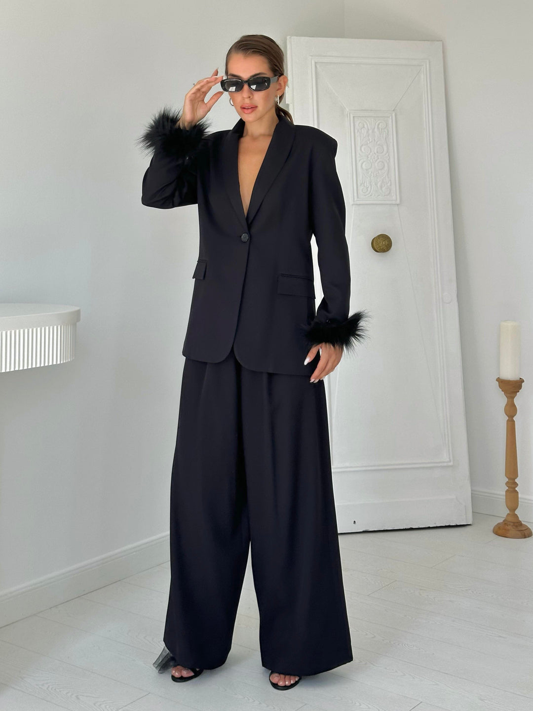ELS Fuzzy Cuff Jacket & Pants Set - Black - Brantford