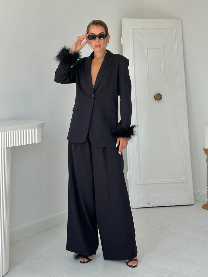 ELS Fuzzy Cuff Jacket & Pants Set - Black - Brantford