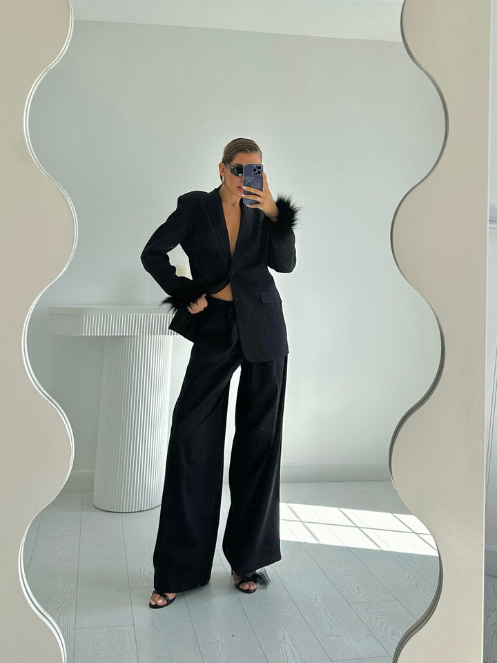ELS Fuzzy Cuff Jacket & Pants Set - Black - Brantford