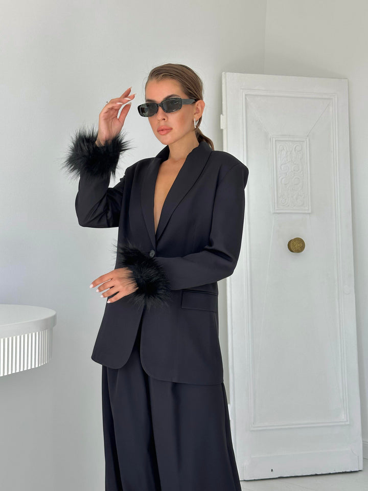 ELS Fuzzy Cuff Jacket & Pants Set - Black - Brantford