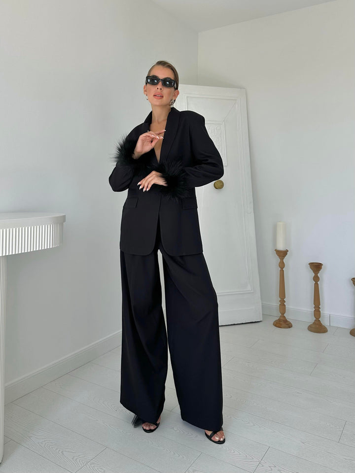 ELS Fuzzy Cuff Jacket & Pants Set - Black - Brantford