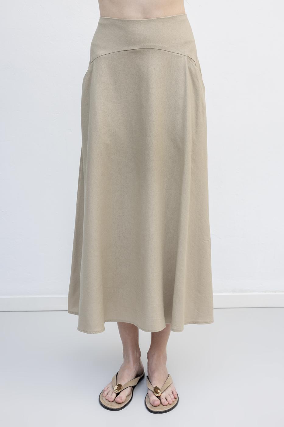 BSL Women Linen Midi Flared Skirt with Bodice - Cwmbran