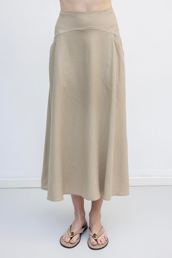 BSL Women Linen Midi Flared Skirt with Bodice - Cwmbran