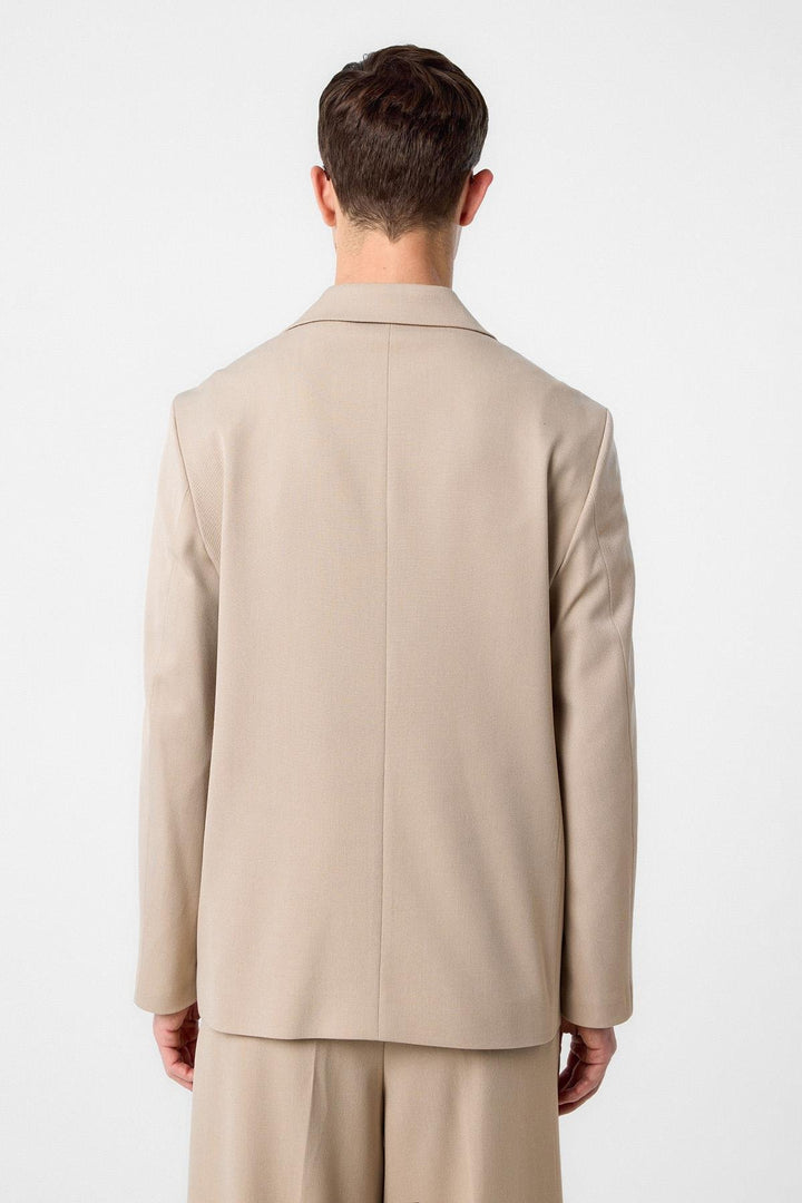 ANT Antioch Village Beige Relax Fit Double Breasted Men's Blazer Jacket - Riga