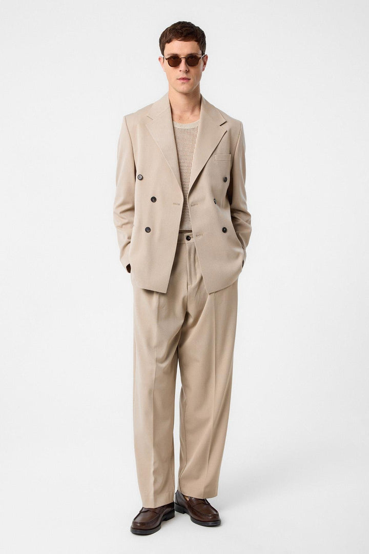 ANT Antioch Village Beige Relax Fit Double Breasted Men's Blazer Jacket - Riga