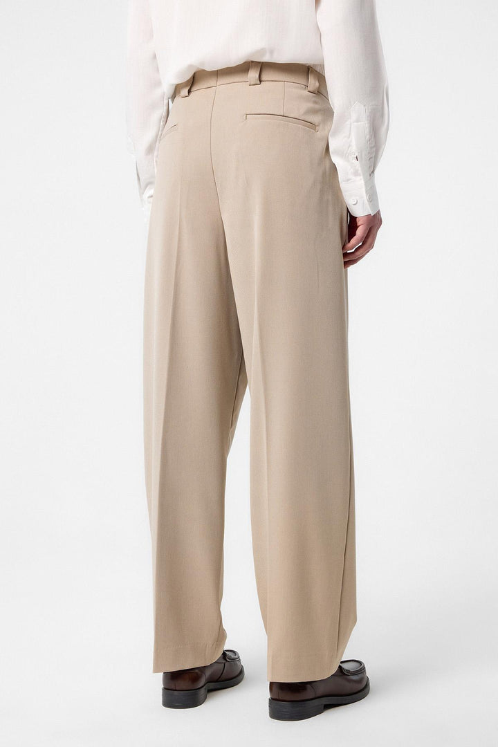 ANT Antioch Village Beige High Waist Relax Fit Pleated Men's Pants - Sion