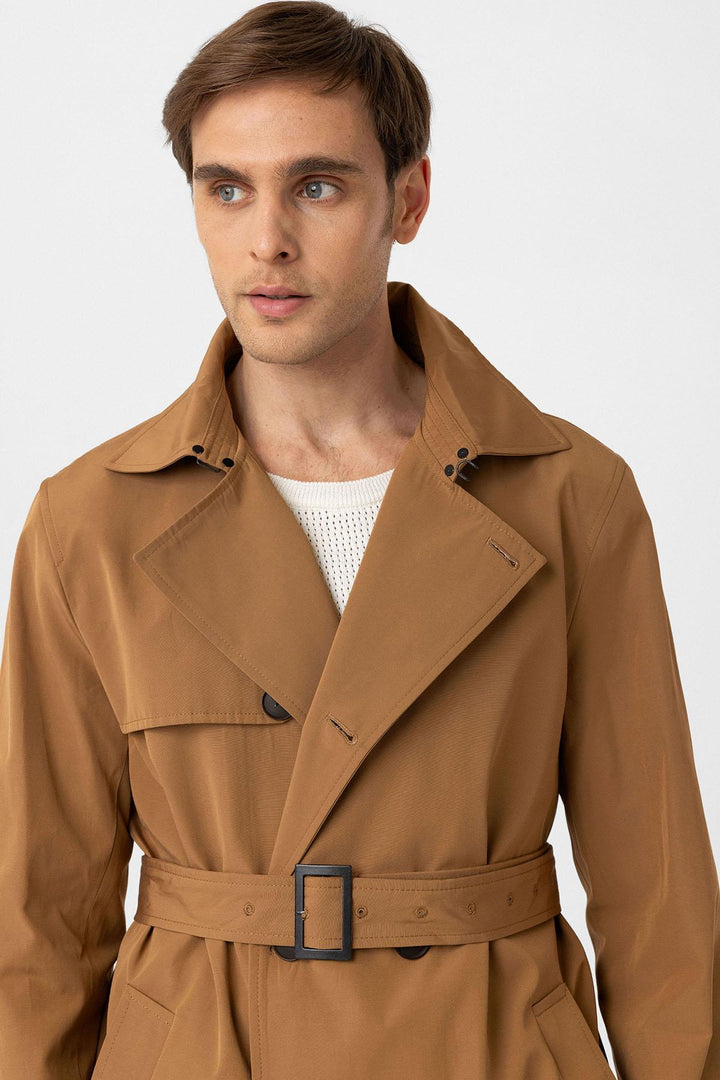 ANT Antioch Village Camel Belted Double-Breasted Trench Coat - Folkestone