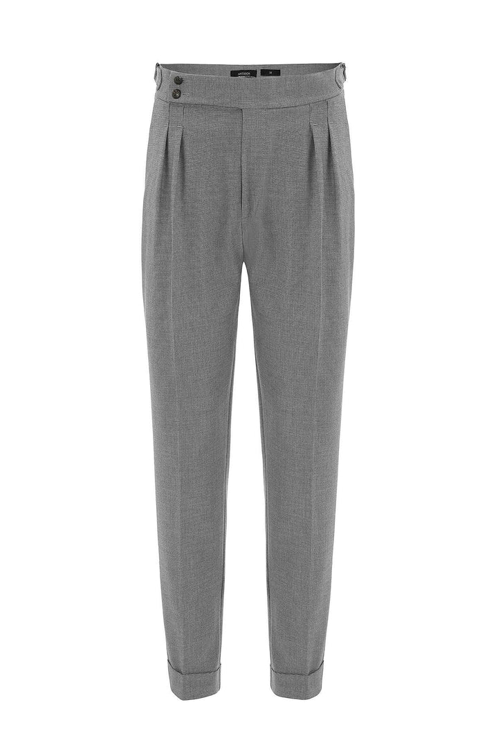 ANT Antioch Village Gray High Waist Side Buckle Pleated Fabric Pants - Greeley
