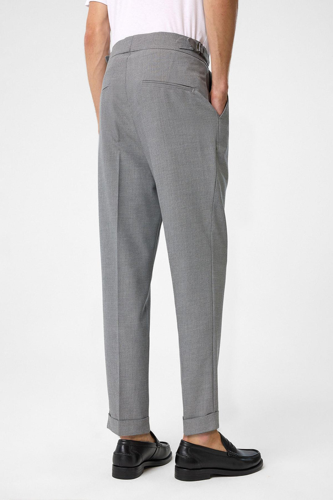 ANT Antioch Village Gray High Waist Side Buckle Pleated Fabric Pants - Bristol