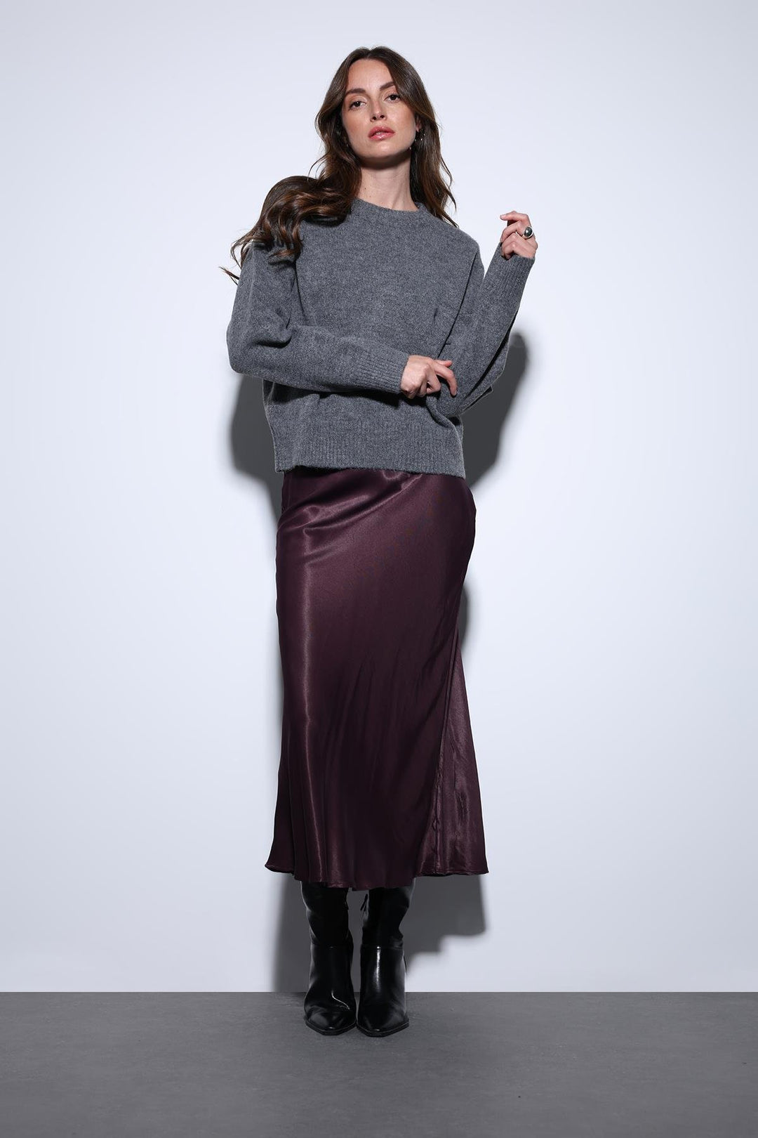 ANT Antioch Village Gray Wool Blend Women's Sweater - Paisley