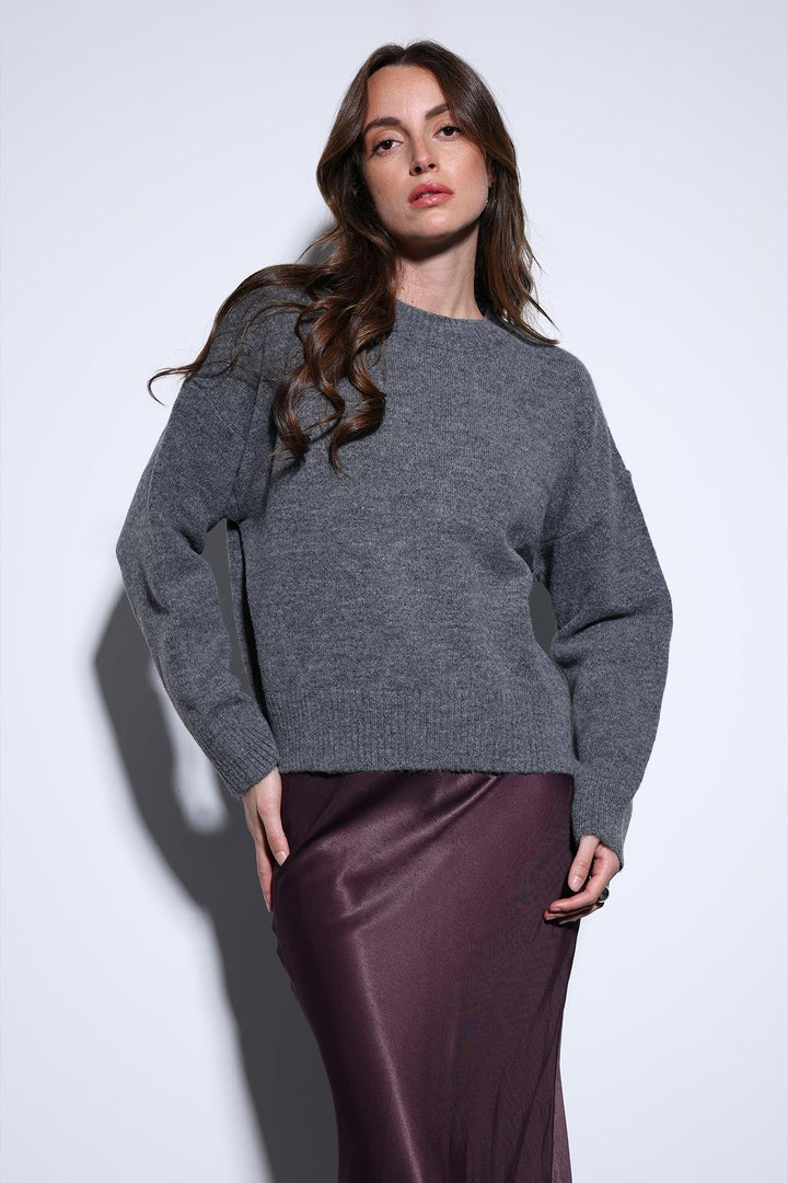 ANT Antioch Village Gray Wool Blend Women's Sweater - Paisley