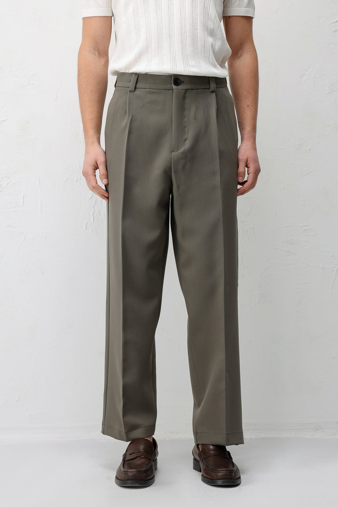 ANT Antioch Koyu Haki Relax Fit Baggy Pilili Erkek Pantolon - Leyland