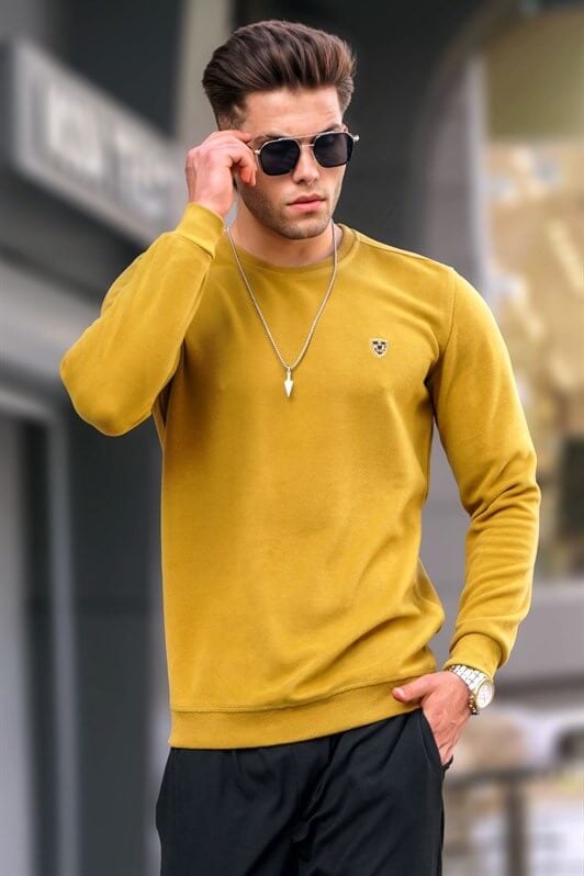 MDX Dark Mustard Bicycle Collar Regular Fit Basic Sweatshirt 5799 - East Point