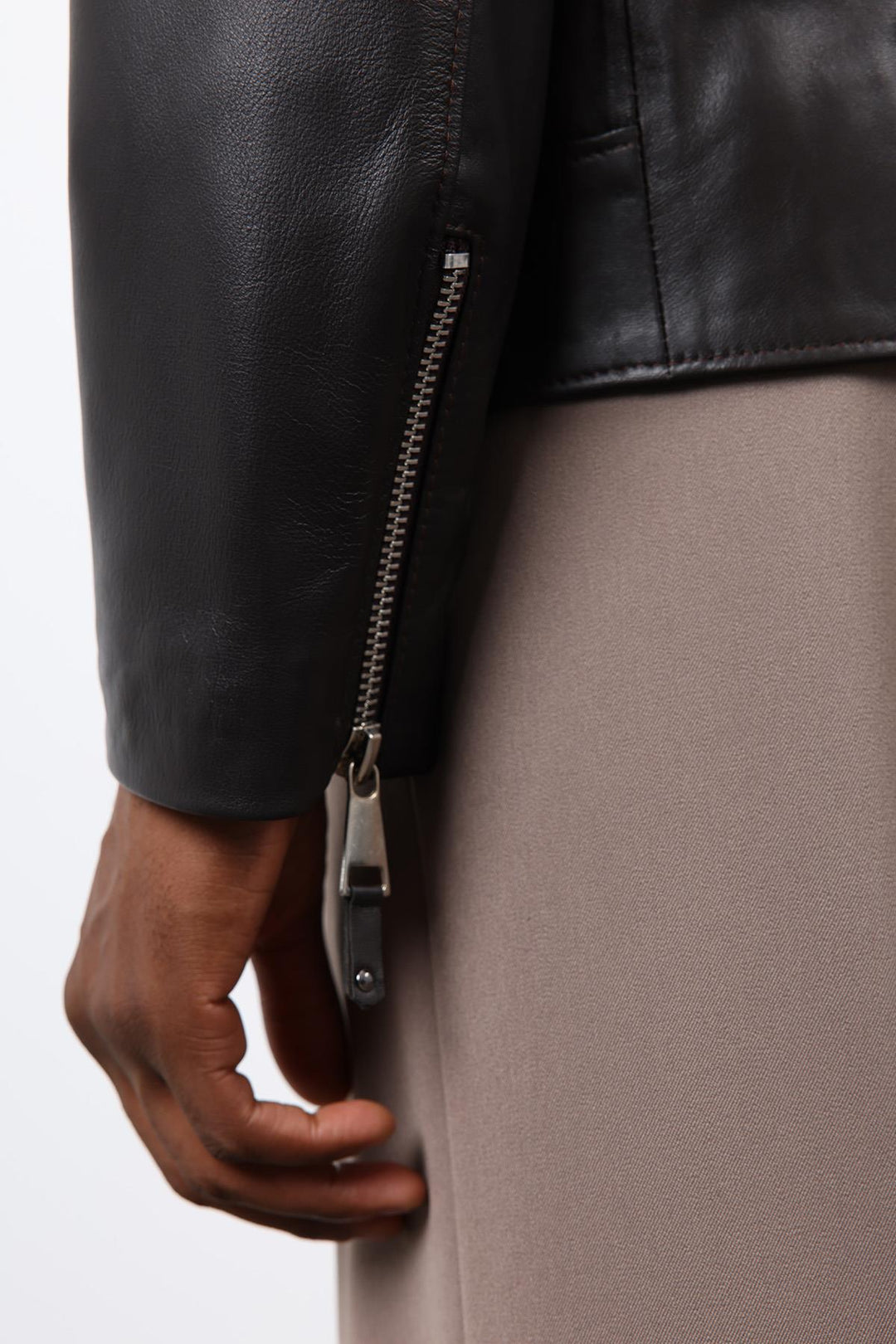 ANT Antioch Koyu Kahve 100% Deri Biker Ceket - Aalst