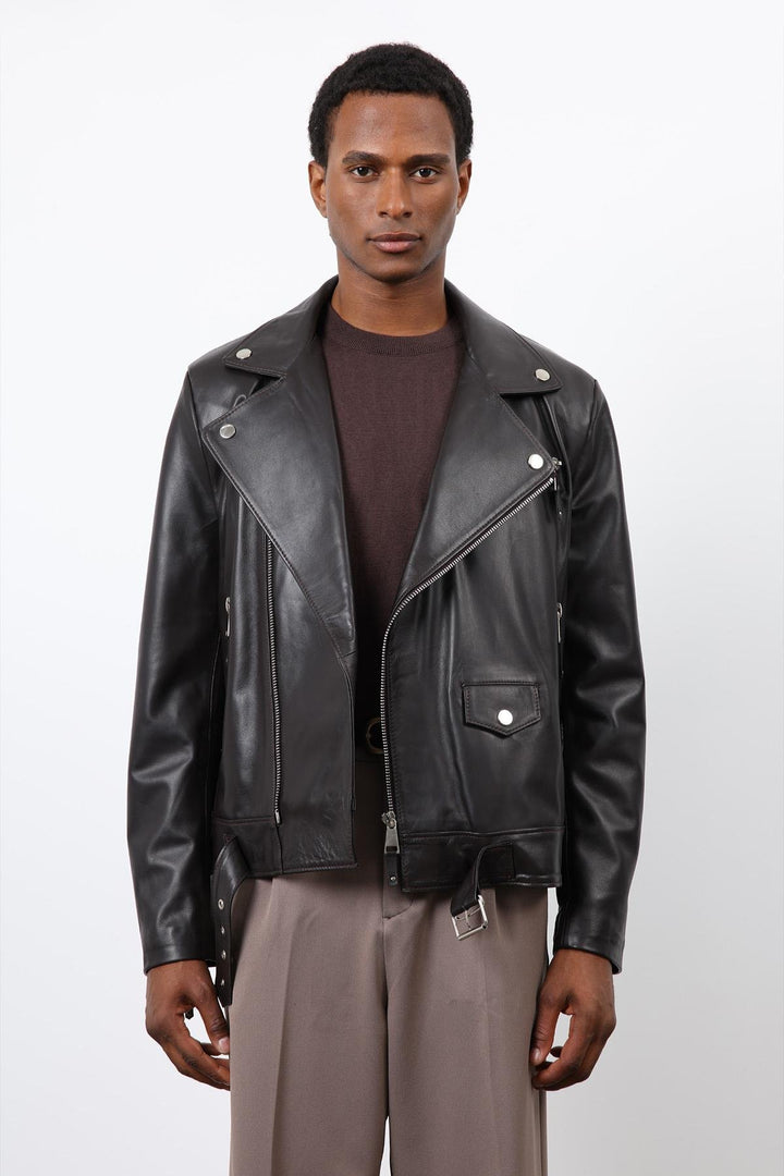 ANT Antioch Koyu Kahve 100% Deri Biker Ceket - Aalst