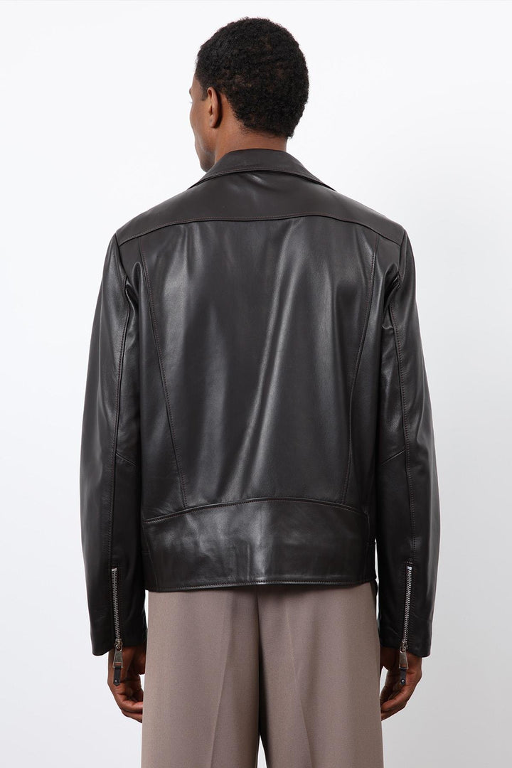 ANT Antioch Koyu Kahve 100% Deri Biker Ceket - Aalst