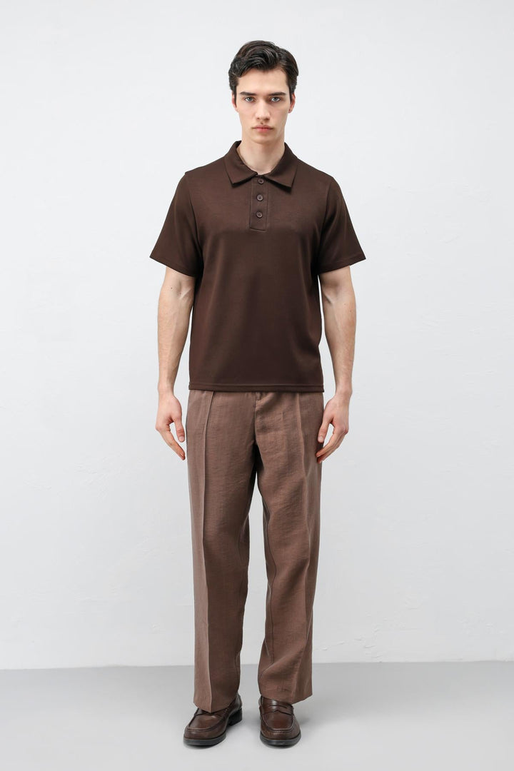 ANT Antioch Koyu Kahve Basic Polo Yaka Erkek T-Shirt - Makiivka